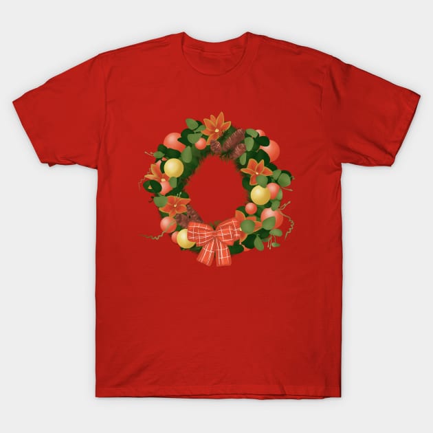 Christmas wreath T-Shirt by Mimie20